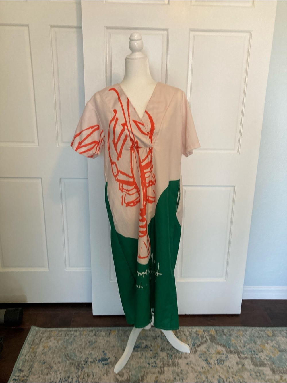 Flowy Farmers Market Colorblock MIDI - MAXI dress in Tan, Orange & Green